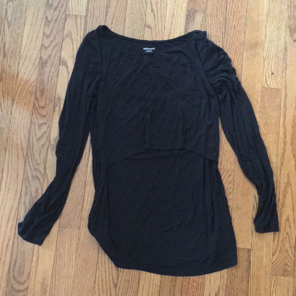 Motherhood Maternity Black Nursing Top